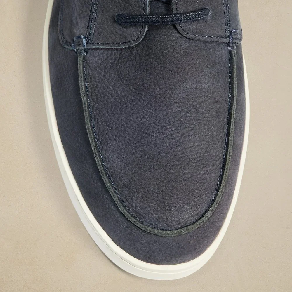 Banana Republic Morton Navy Nubuck Leather Boat Shoe